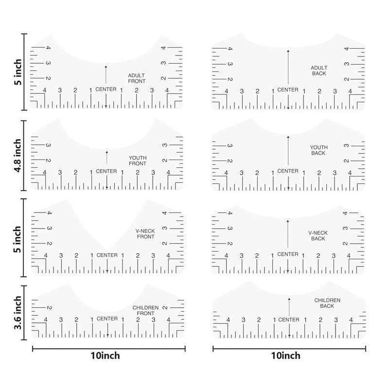 T-Shirt Ruler Factory - 8pcs Industrial Grade DIY Guide for Heat Press
