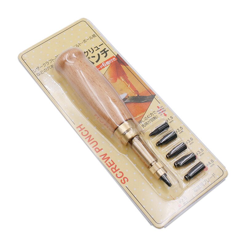 Leather Hole Punch Manufacturer - Screw Punch Wood Handle Belt Tool