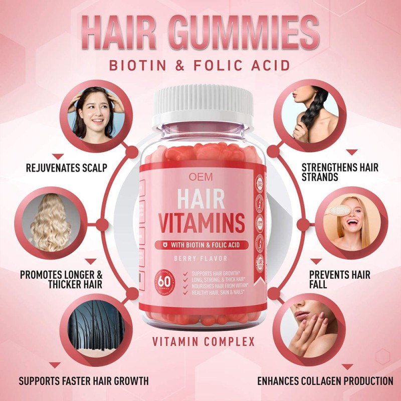 Hair Growth Gummies Factory - OEM Biotin Collagen Keratin