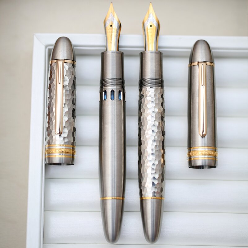 Titanium Alloy Fountain Pen Manufacturer - MAJOHN P141 8# 40 Hammered Pattern