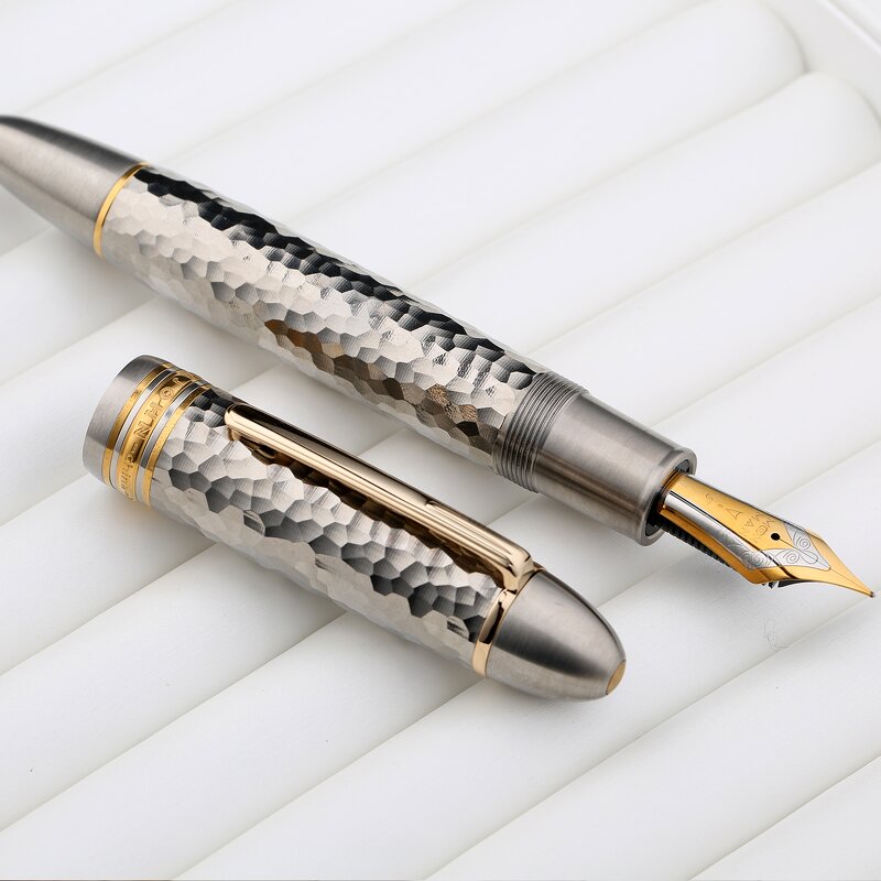 Titanium Alloy Fountain Pen Manufacturer - MAJOHN P141 8# 40 Hammered Pattern