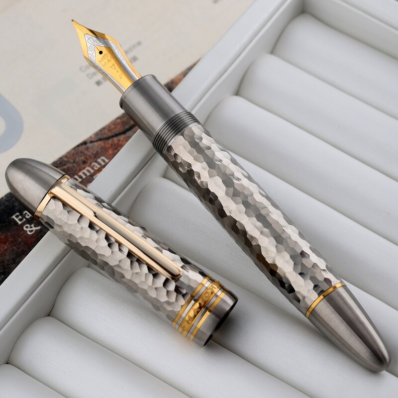 Titanium Alloy Fountain Pen Manufacturer - MAJOHN P141 8# 40 Hammered Pattern
