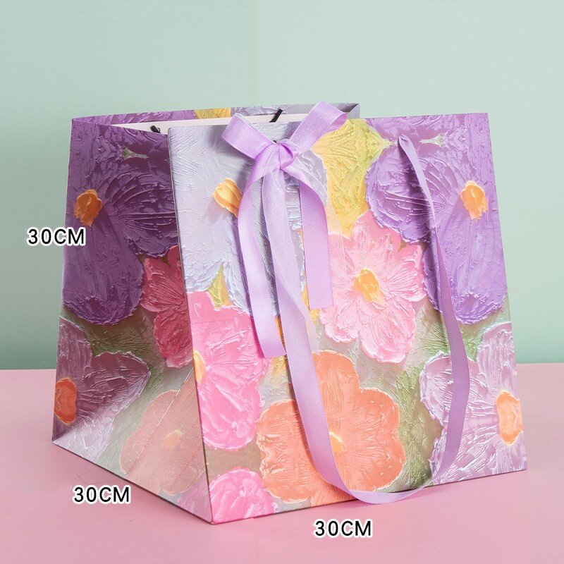 Tote Bag Factory - Bright Square Florist Paper Bag Bouquet Broad Bottom