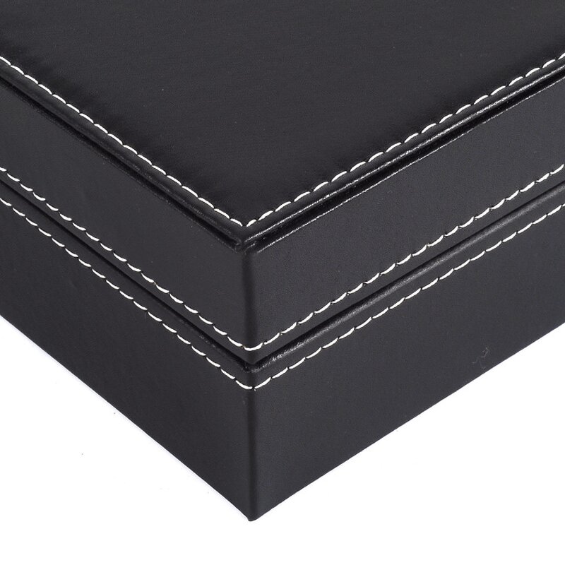 Watch Box Factory - Peculiar 8+2 Slot Black PU Leather with Mirror Pouch