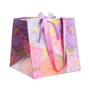 Tote Bag Factory - Bright Square Florist Paper Bag Bouquet Broad Bottom