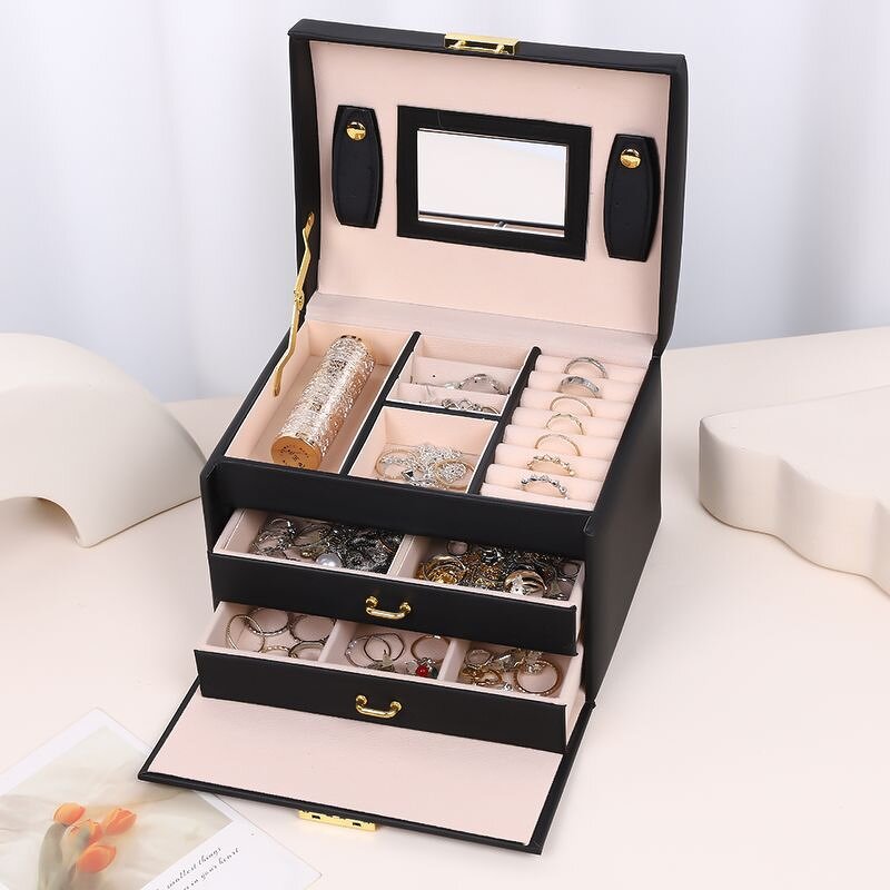 Jewelry Storage Box Factory - Hot Selling Three-Layer Drawer with Handle