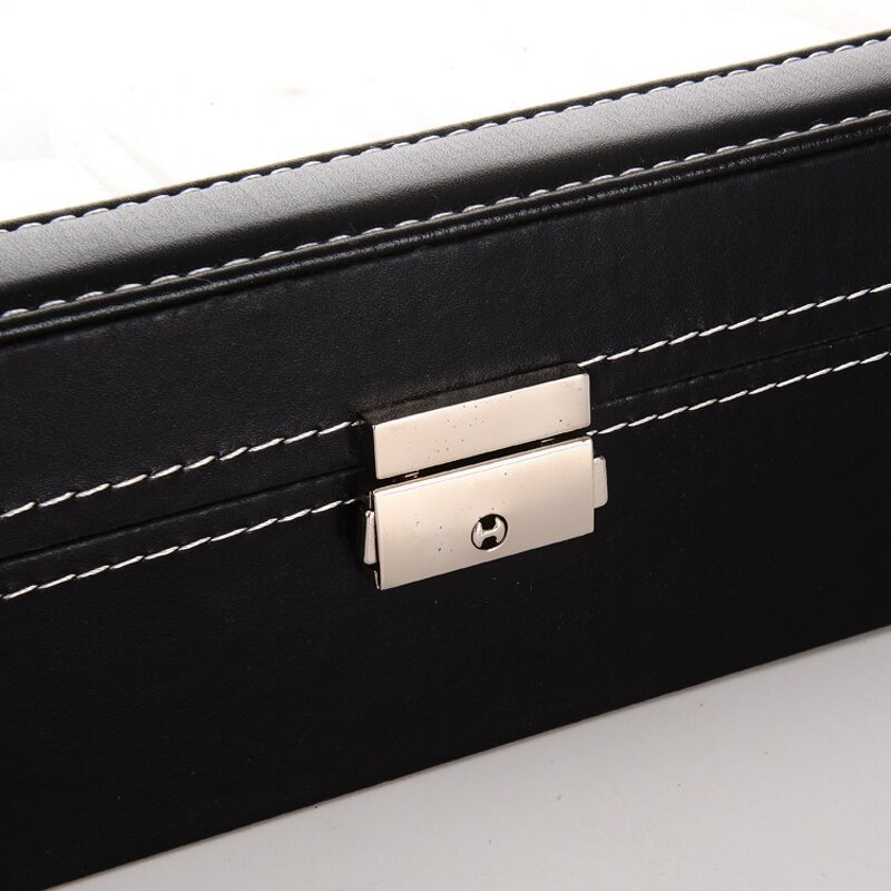 Watch Case Factory - High-End 24 Slot Black PU Leather Large Transparent