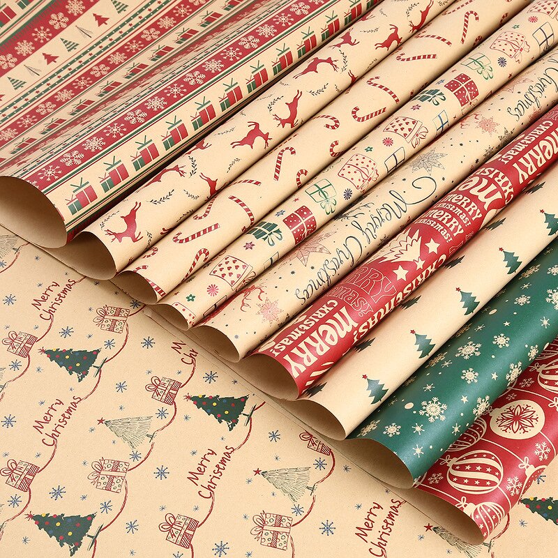 Gift Wrapping Paper Factory - Wholesale Thickened Kraft Paper Elk Christmas