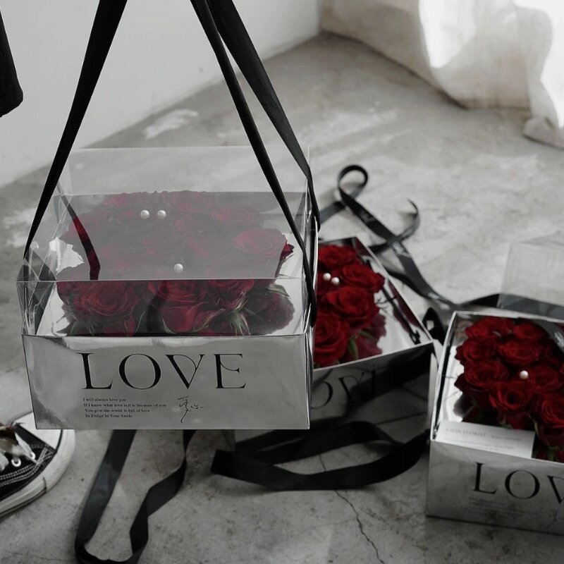 Gift Box Factory - Portable Silver Mirror Magic Luxury Square Love Bouquet