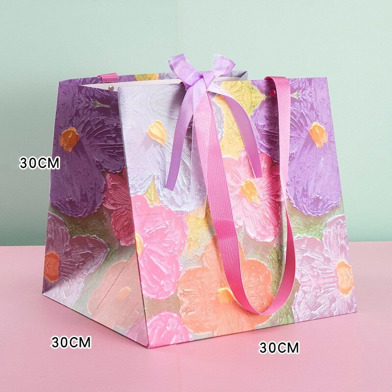Tote Bag Factory - Bright Square Florist Paper Bag Bouquet Broad Bottom