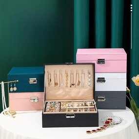 PU Leather Jewelry Box Manufacturer - Large Luxury Double Layer Rectangle