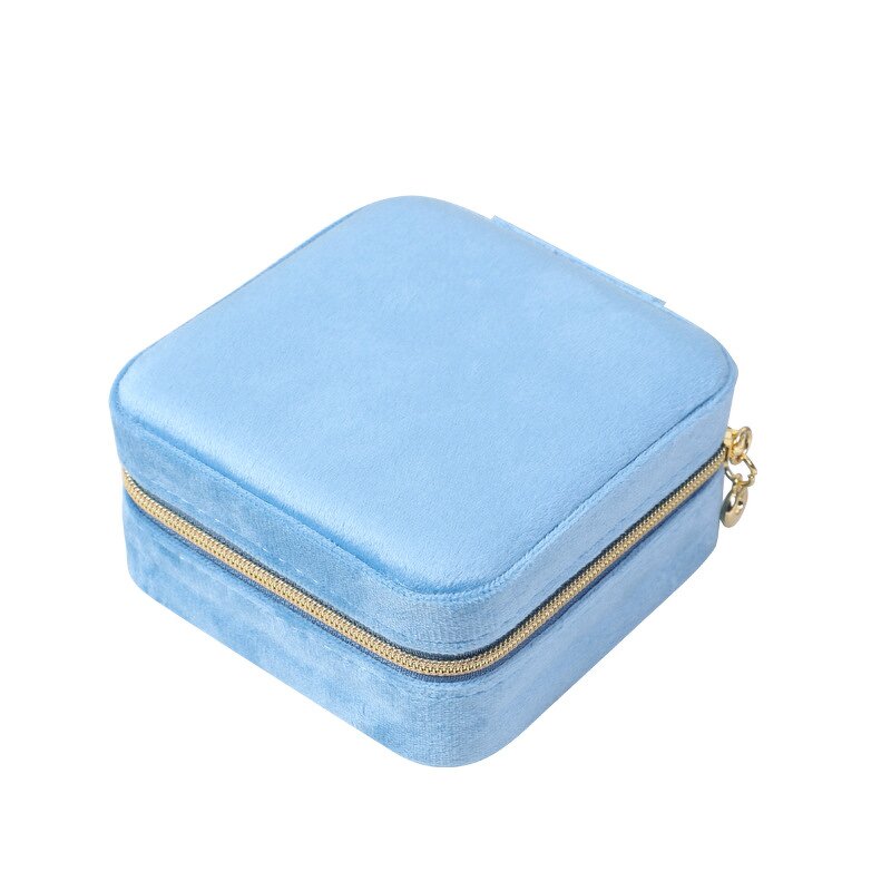 Velvet Jewelry Box Factory - Hot Sale Portable Square Zipper Travel Storage