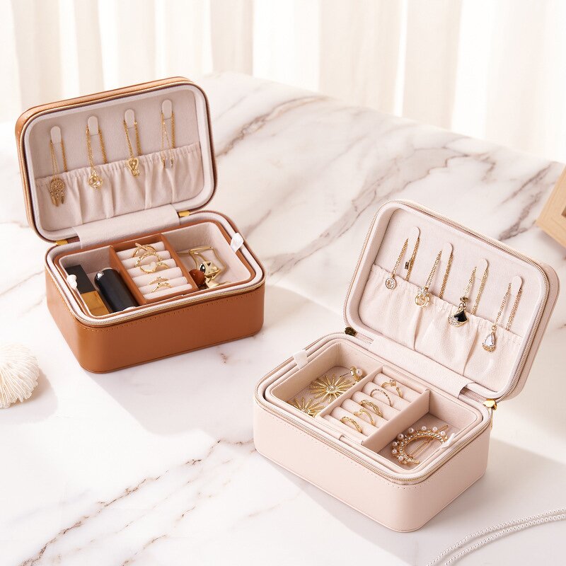 Double Layer Jewelry Box Factory - Small Portable Recyclable Earrings Necklace Organizer