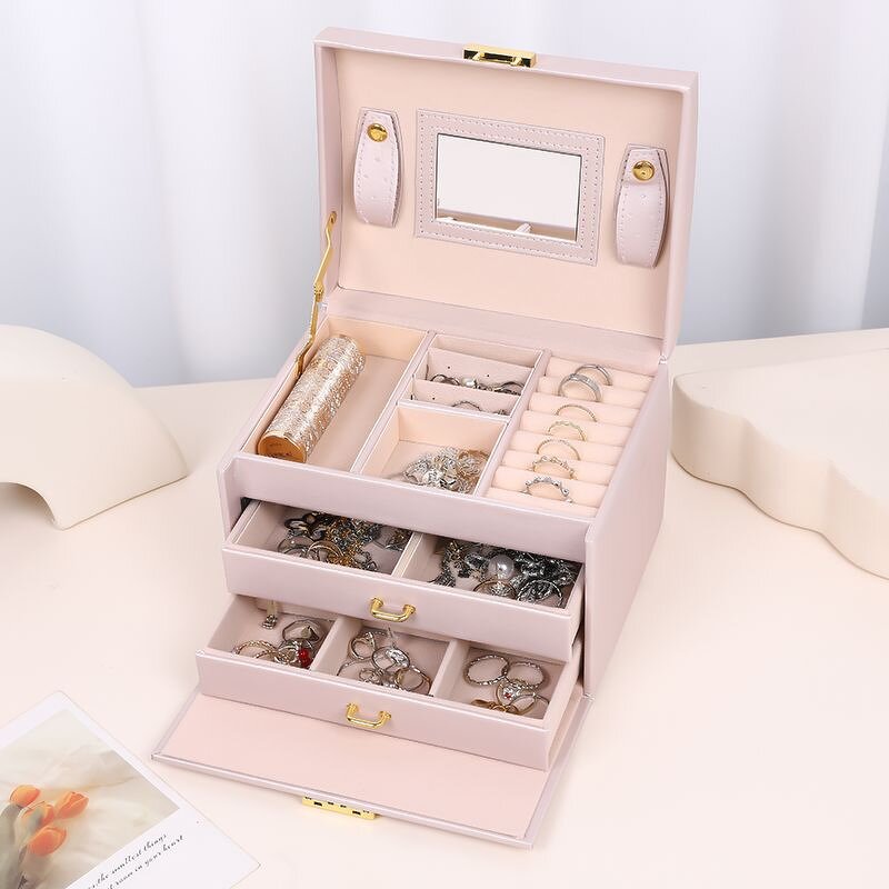 Jewelry Storage Box Factory - Hot Selling Three-Layer Drawer with Handle