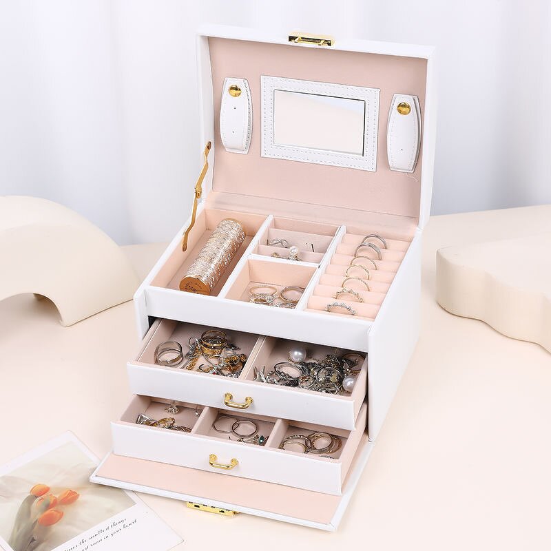 Jewelry Storage Box Factory - Hot Selling Three-Layer Drawer with Handle