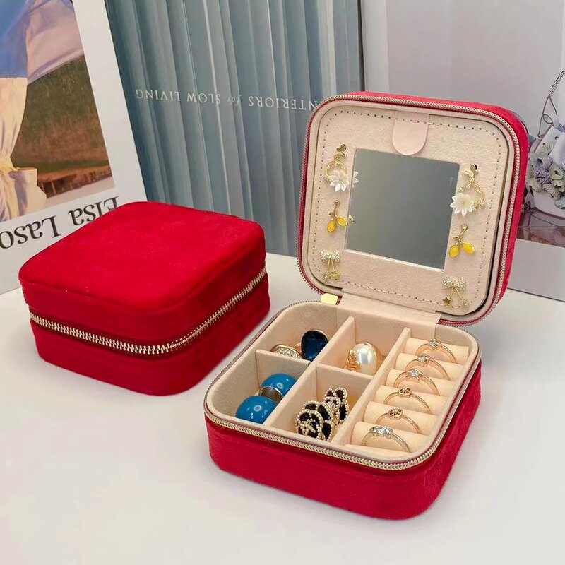 Portable Jewelry Box Manufacturer - Hot Sale with Mirror Velvet Travel Storage