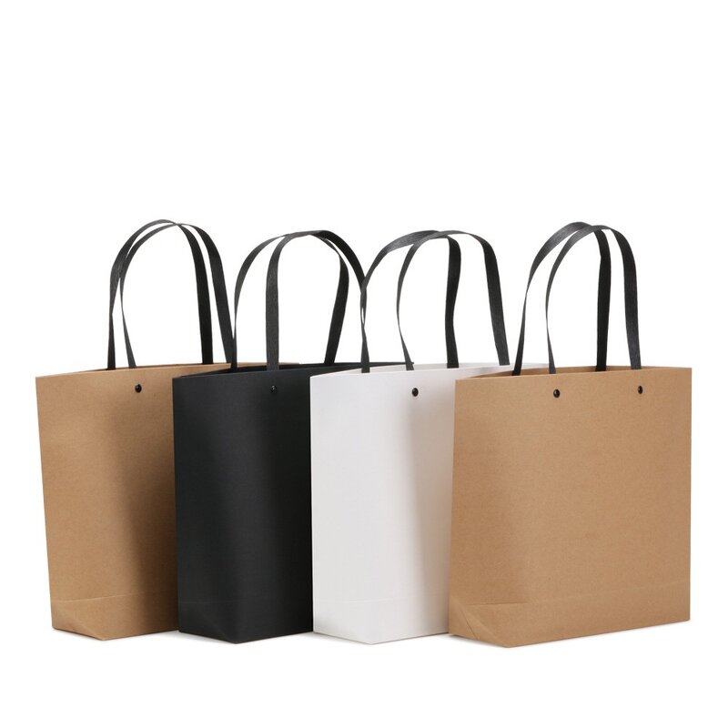Gift Bag Manufacturer - Wholesale Clothing Handbag Kraft Paper Black White