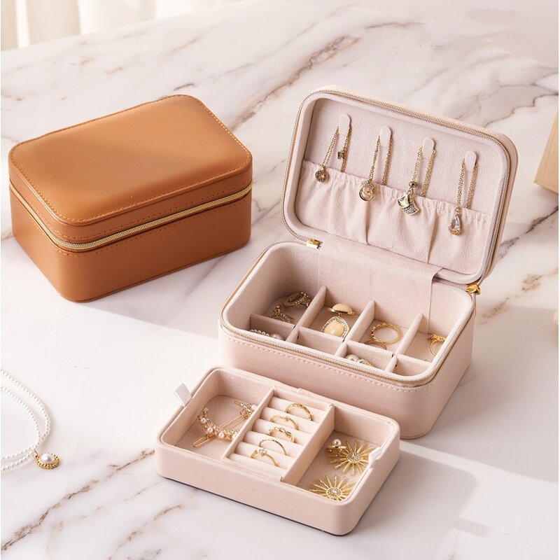 Double Layer Jewelry Box Factory - Small Portable Recyclable Earrings Necklace Organizer