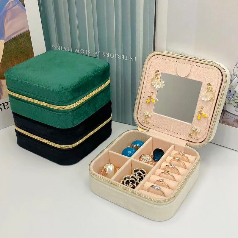 Portable Jewelry Box Manufacturer - Hot Sale with Mirror Velvet Travel Storage