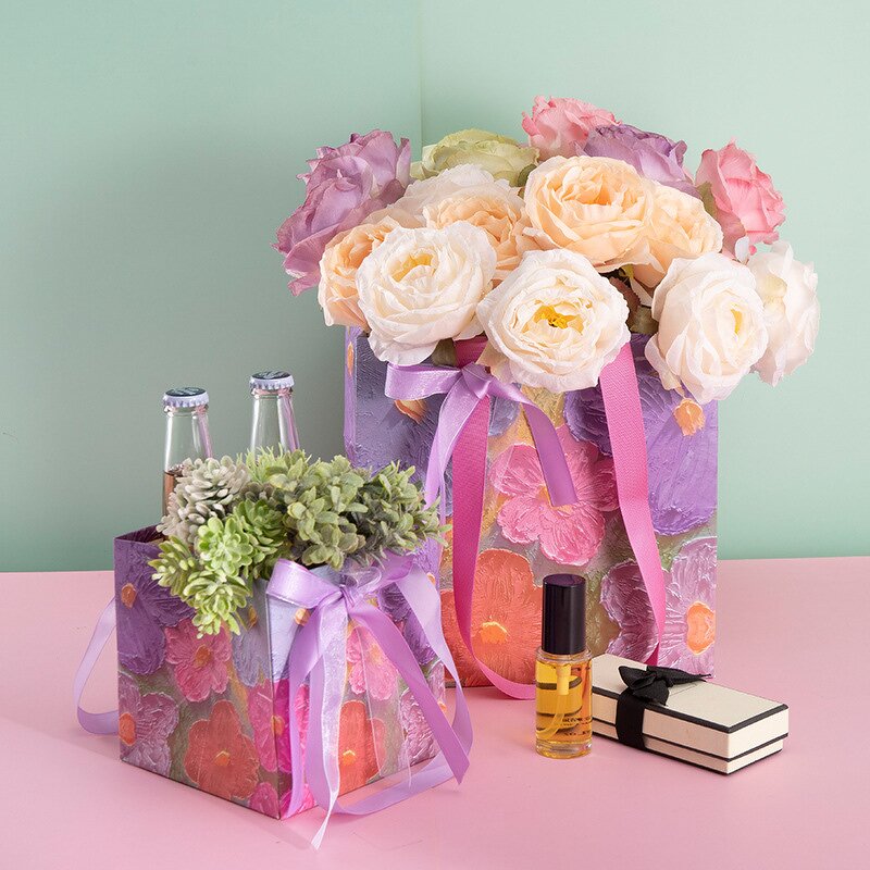 Tote Bag Factory - Bright Square Florist Paper Bag Bouquet Broad Bottom
