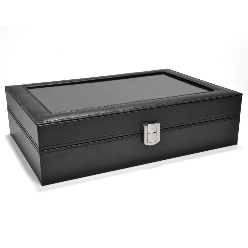 Watch Display Box Factory - New Design PU Leather Durable Black 12 Slot