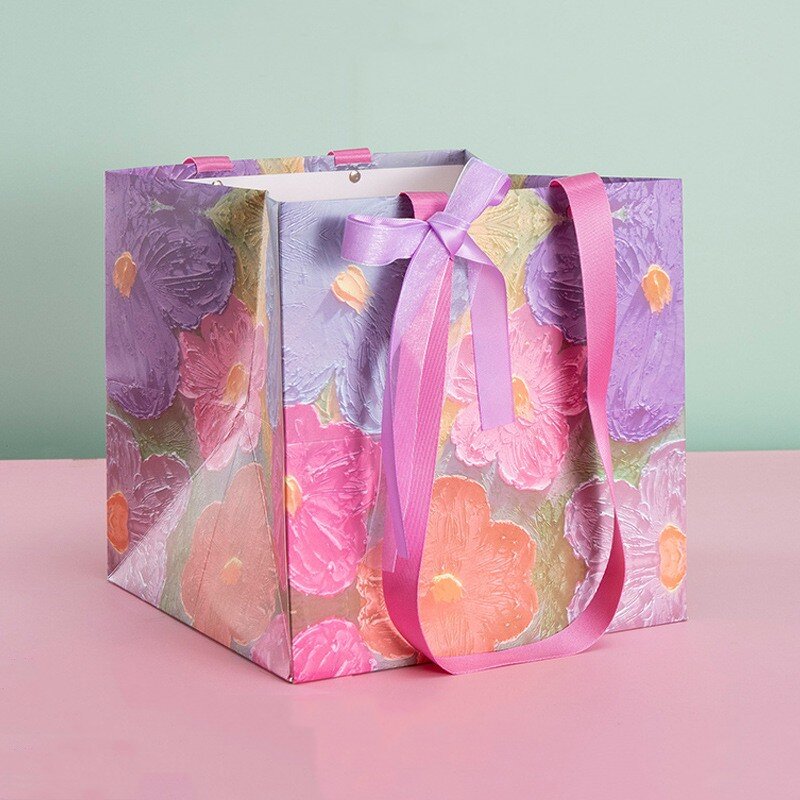 Tote Bag Factory - Bright Square Florist Paper Bag Bouquet Broad Bottom