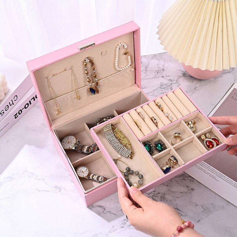 Jewelry Box Manufacturer - Wholesale Rectangle Double Layer with Lock