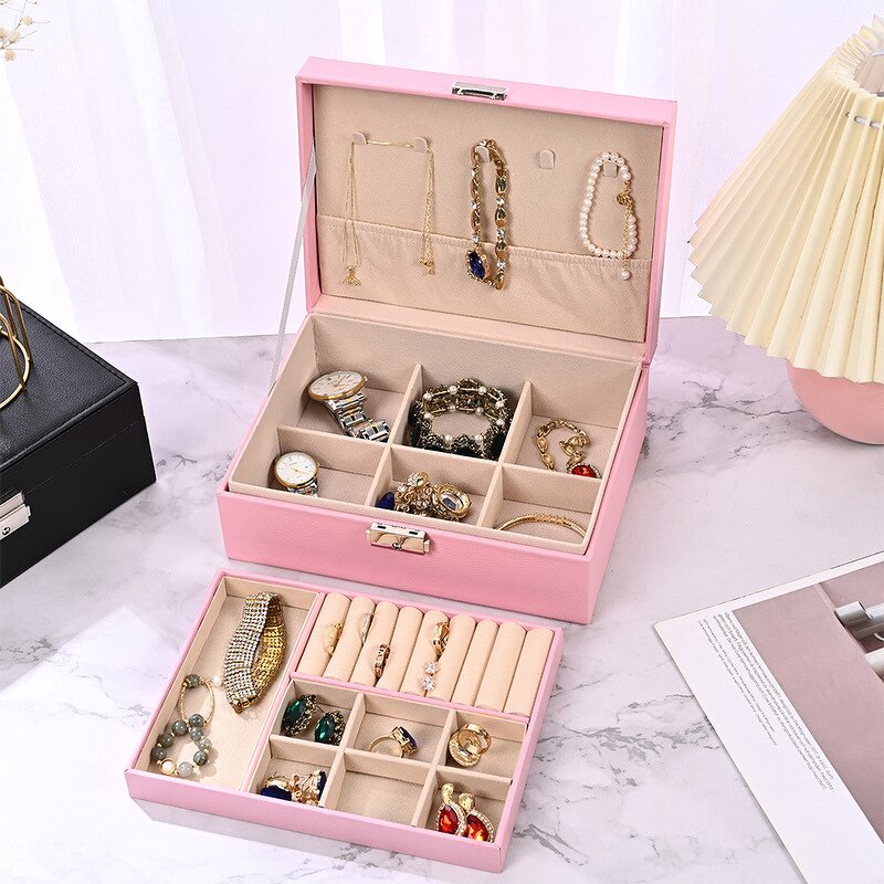 Jewelry Box Manufacturer - Wholesale Rectangle Double Layer with Lock