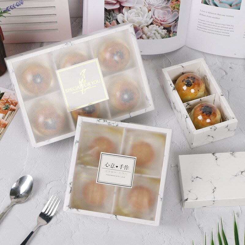 Marble Packaging Box Manufacturer - Crisp Frosted Transparent Small Cheese Cake Gift