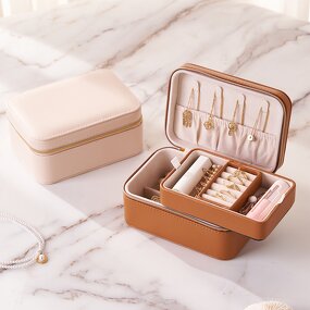 Double Layer Jewelry Box Factory - Small Portable Recyclable Earrings Necklace Organizer