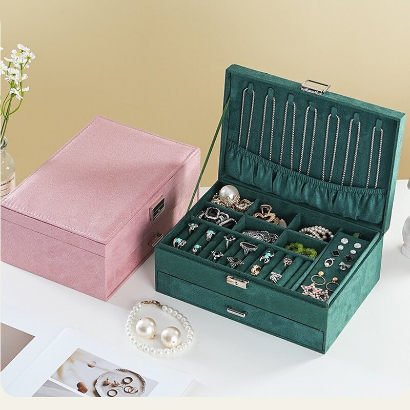 Velvet Jewelry Box Manufacturer - High-End Double Layer Lockable Storage