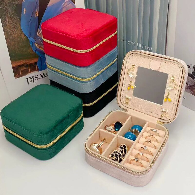 Portable Jewelry Box Manufacturer - Hot Sale with Mirror Velvet Travel Storage