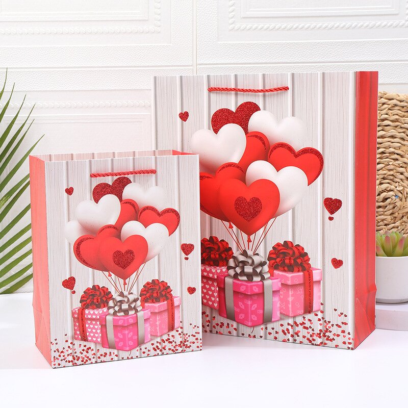 Festive Tote Bag Manufacturer - Love Heart Print Folding Eco-Friendly Paper