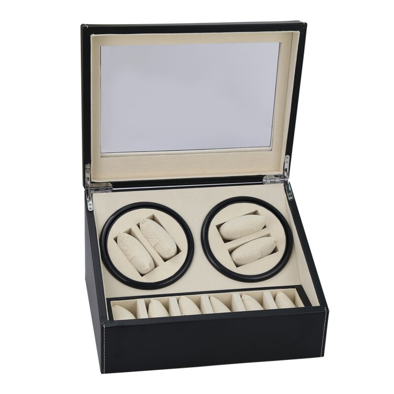 Watch Winder Box Factory - High End 4+6 Slot Rotating Travel with Transparent Window
