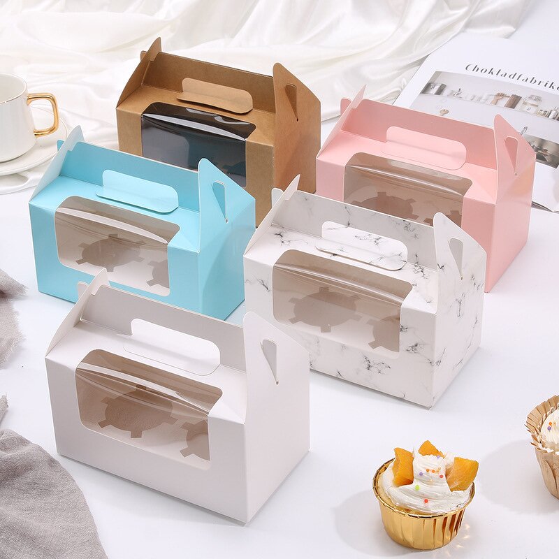 Muffin Box Factory - Hot Sale 2/4/6 Grid Transparent Window White Cardboard