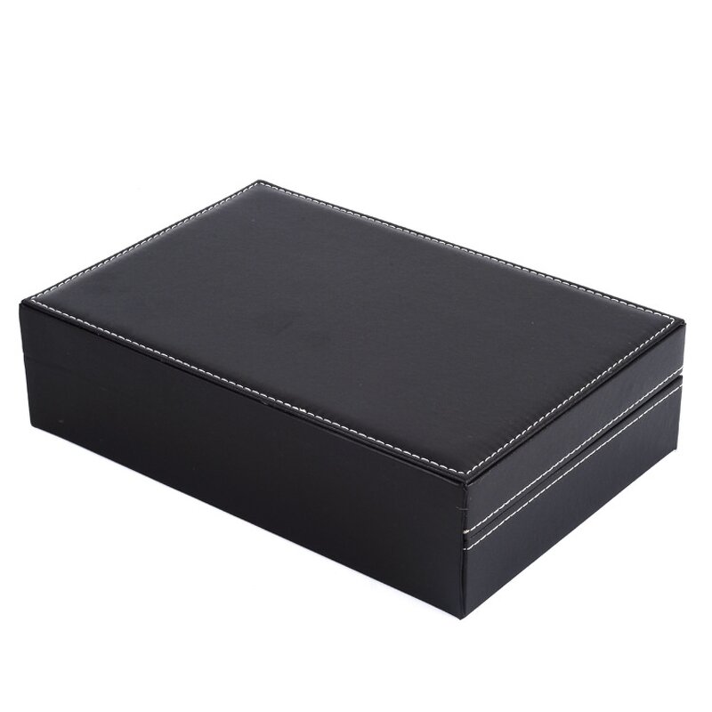 Watch Box Factory - Peculiar 8+2 Slot Black PU Leather with Mirror Pouch