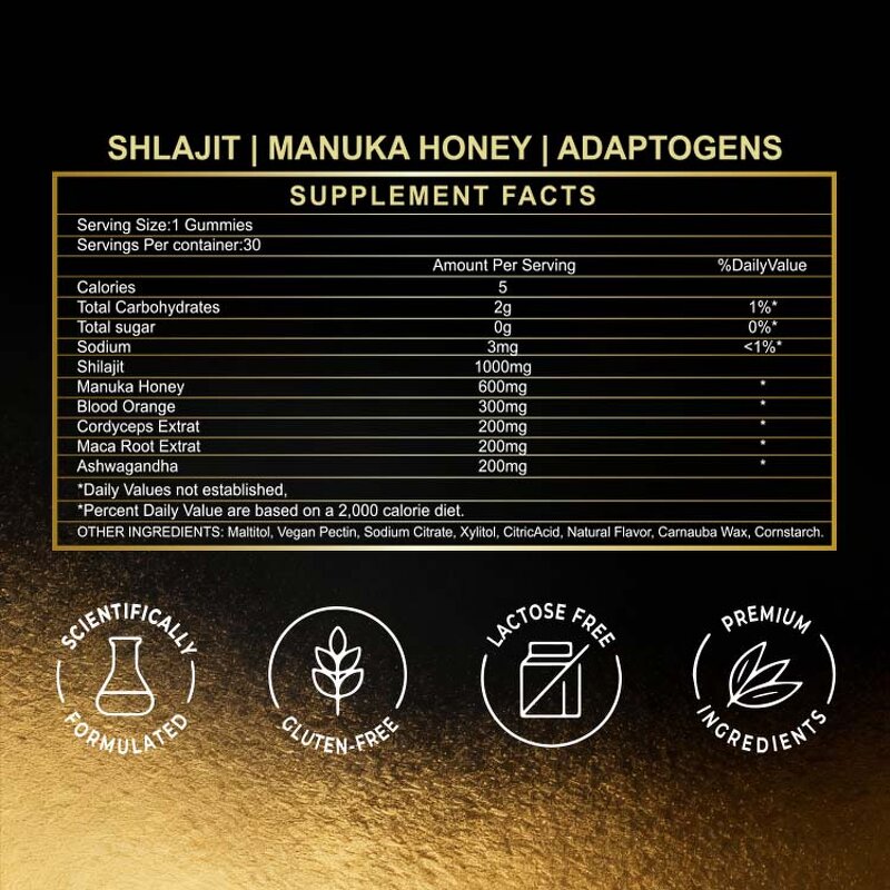 Shilajit Honey Gummies Manufacturer - Free Sample Gold 3000mg Pure Himalayan