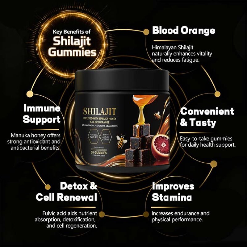 4 in 1 Shilajit Gummies Factory - Wholesale Ashwagandha Cordyceps Maca Roots