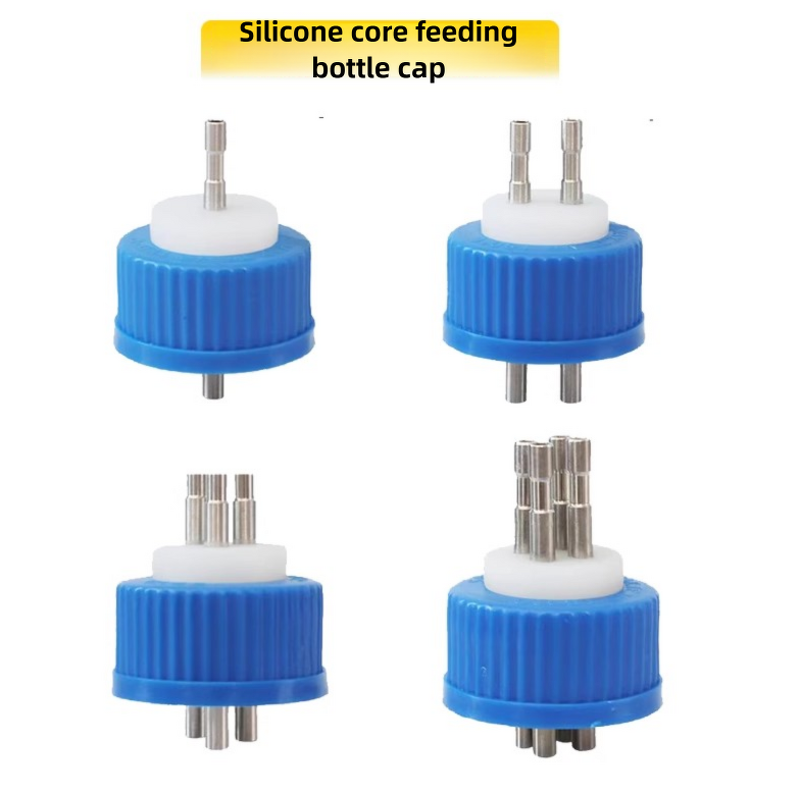 Reagent Bottle Cap Supplier - Blue Silicone Multi-port Feeding