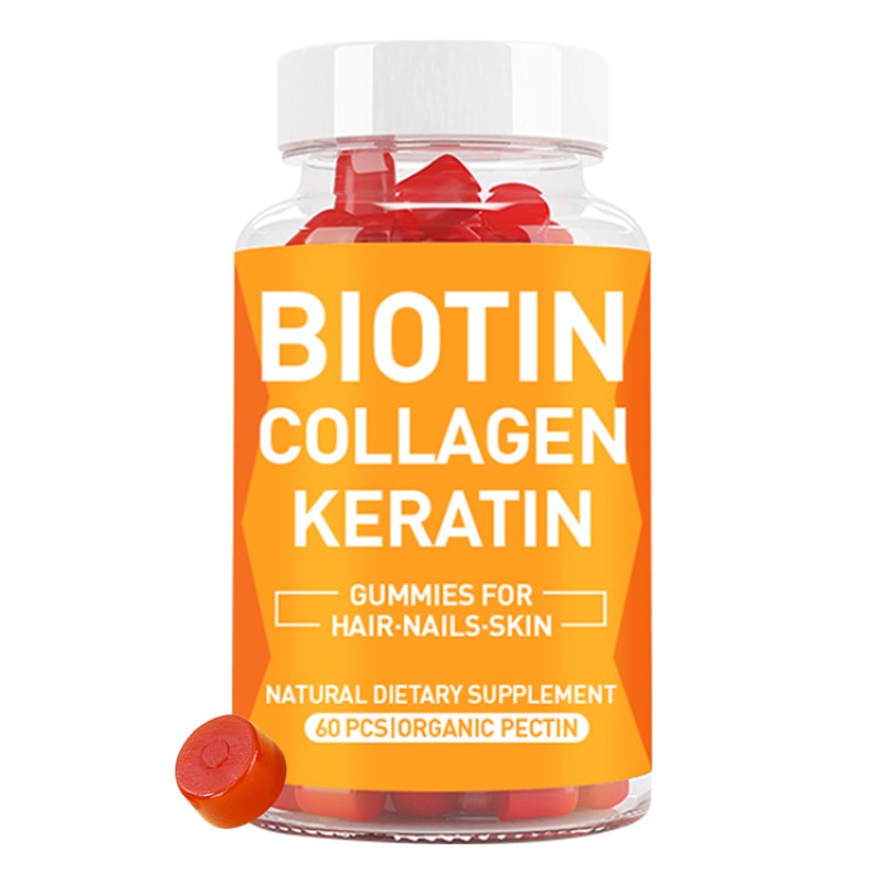 OEM Biotin Collagen Soft Candy Hair Skin Health Glossy Fruit Flavored Soft Candy Supplement