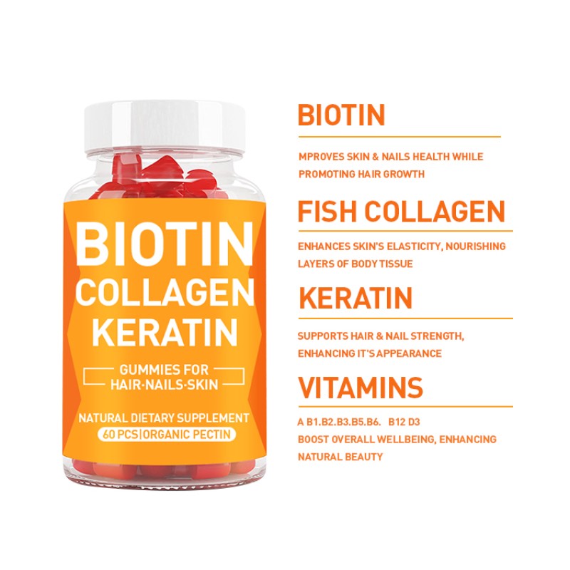 Our Own Brand of Biotin Collagen Gummies and Vitamin Jelly Gummies Are Suitable for Hair, Skin, and Nail Supplements