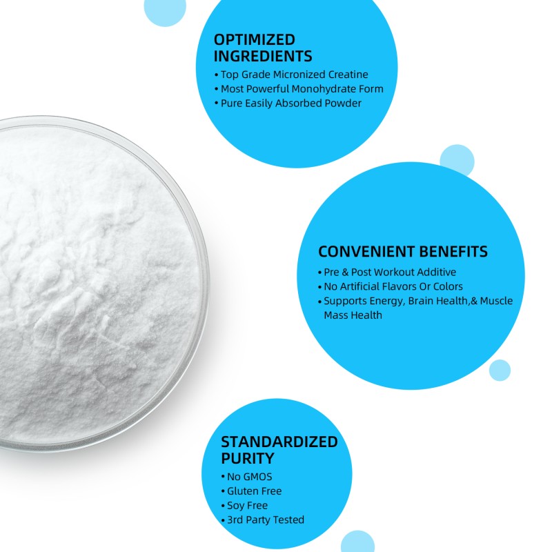 OEM Customized Creatine  Monohydrate Powder Sports Nutrition Strengthens Muscle Supports Energy Recovery Strength for  Adults