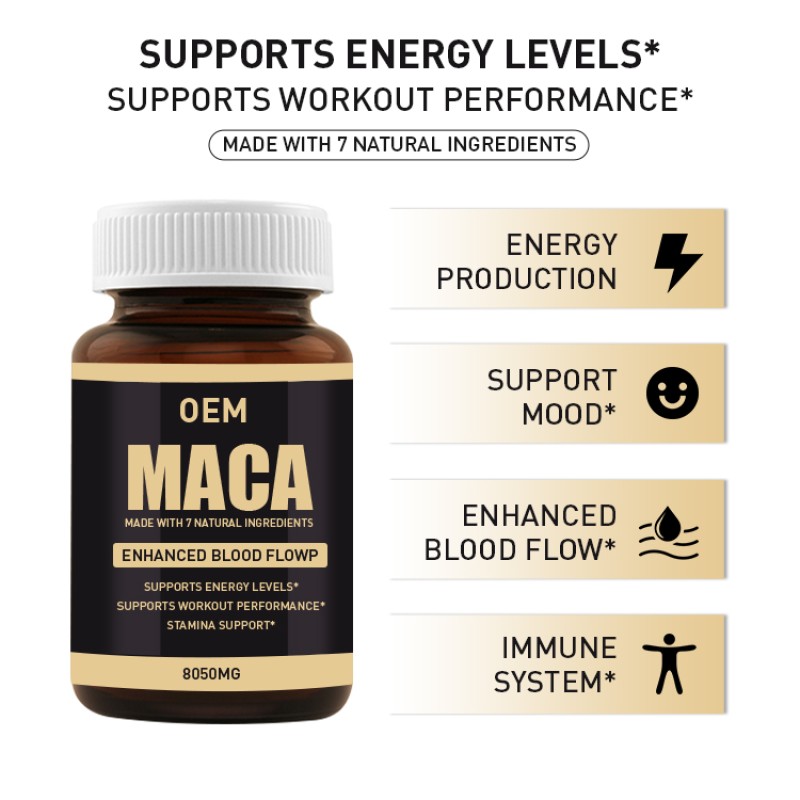 OEM ODM Private Label Male Nutrition and Health Supplement Maca Capsule Best-Selling Products Emotional Performance Health Care