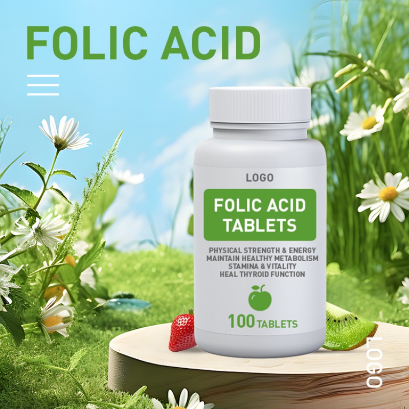 OEM Our Own Brand Folic Acid Tablets Promote Prenatal Healthy Neurological Development and Vitamin Supplements