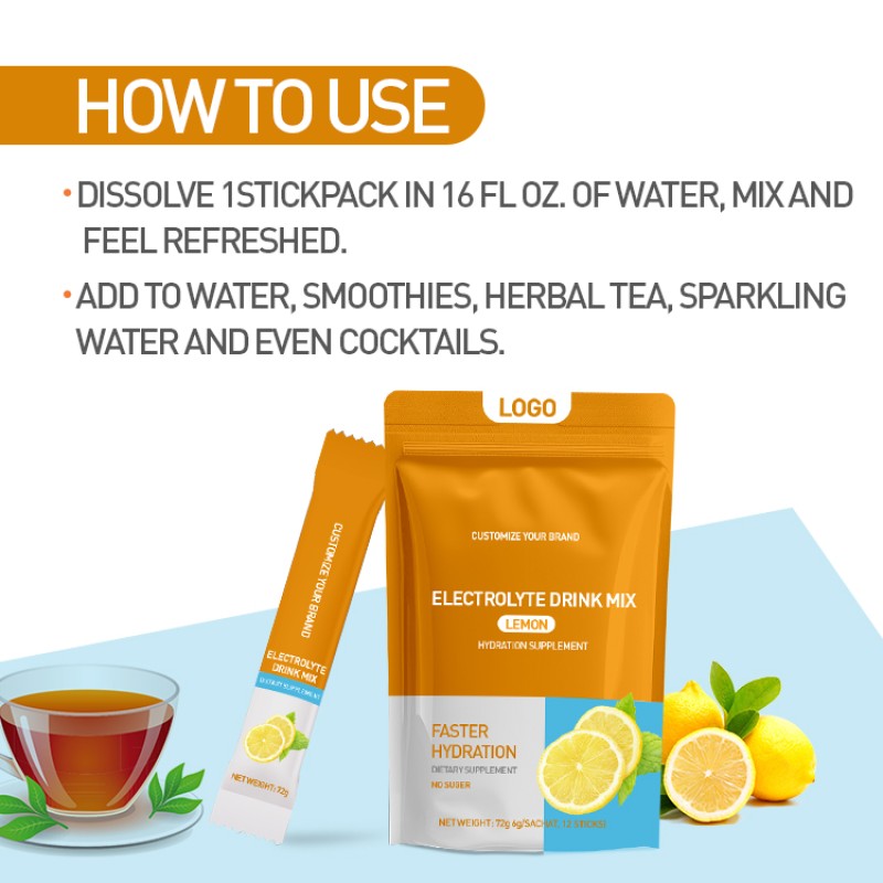 Electrolyte Drink Packets with BCAAs & Vitamins | Hydration & Recovery Powder for Sports | OEM