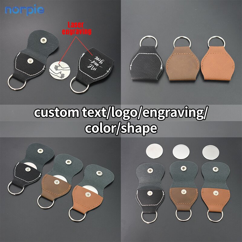 Keychain Manufacturer - Blank Stainless Steel Laserable Leather Keyring