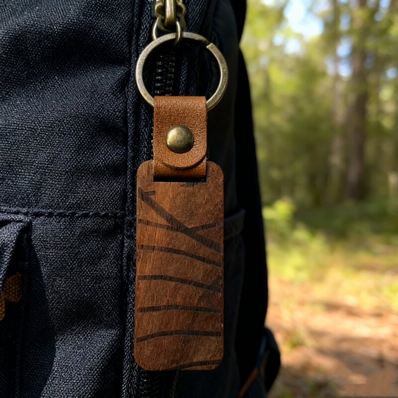 Wood Keychain Manufacturer - Laser Engraving Leather Accent Event Souvenir
