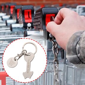 Coin Keychain Manufacturer - Laser Engraved Stainless Steel Shopping Trolley