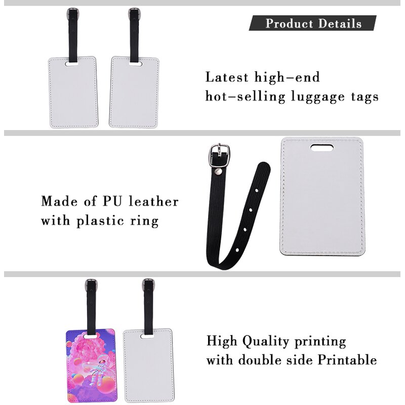 Luggage Tag Manufacturer - Sublimation DIY Premium Leather Travel ID Tag