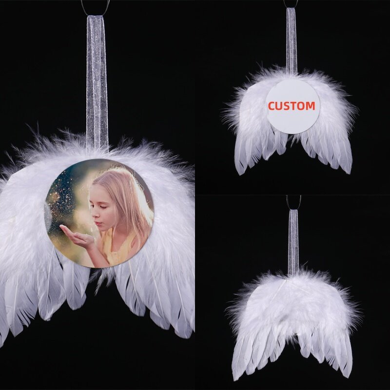 Christmas Pendent Manufacturer - Custom 65mm Sublimation Angel Wings Ornament
